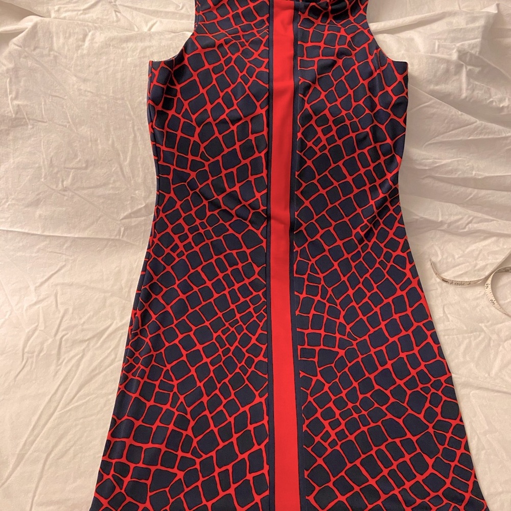 Michael Kors Red and navy sleeveless dress
